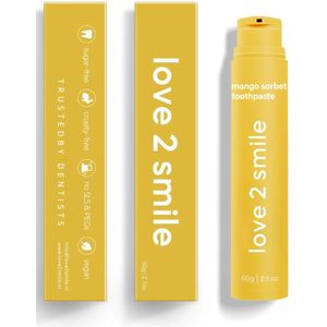 Love2smile Mango Sorbet Tandpasta - De Natuurlijke tandenbleker van Nederland & België - Goedgekeurde Tandpasta - Teeth Whitening - Wittere Tanden - Zonder Peroxide