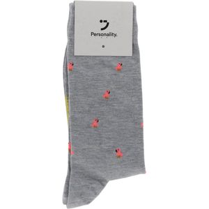 Personality. Socks | Flamingo blauwgrijs| Herensokken | maat 41-46 | Grijs | Blauw | Pink Flamingo