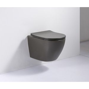 Star & Art | Hangend Toilet | Gun Metal | Softclose | Nano Coating & Rimless Functie