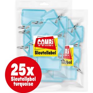 Combi-Label openklapbare Sleutellabels turquoise met inlay - Sleutelhanger - Naamlabel – openklapbaar 25 stuks