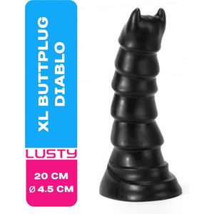 Lusty XL Buttplug Diablo - S - 20 x 4.5 cm - Met Zuignap - Monster Dildo - Geribbelde Anaalplug - Anal toys - Anale Speeltjes - Sexspeeltjes - Sex Toys