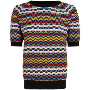 King Louie - Faye Top - Truien - Zwart - Gebreid - Zigzagpatroon