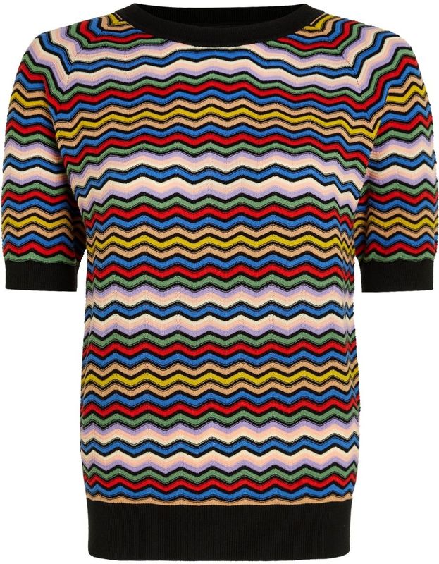 King Louie - Faye Top - Truien - Zwart - Gebreid - Zigzagpatroon