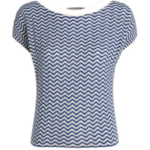 King Louie Top Korte Mouw - Boatneck - Blauw