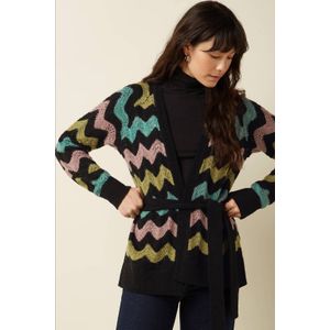 King Louie - Cardi Belt Botany - Gebreid Vest - Zwart - Lange Lengte