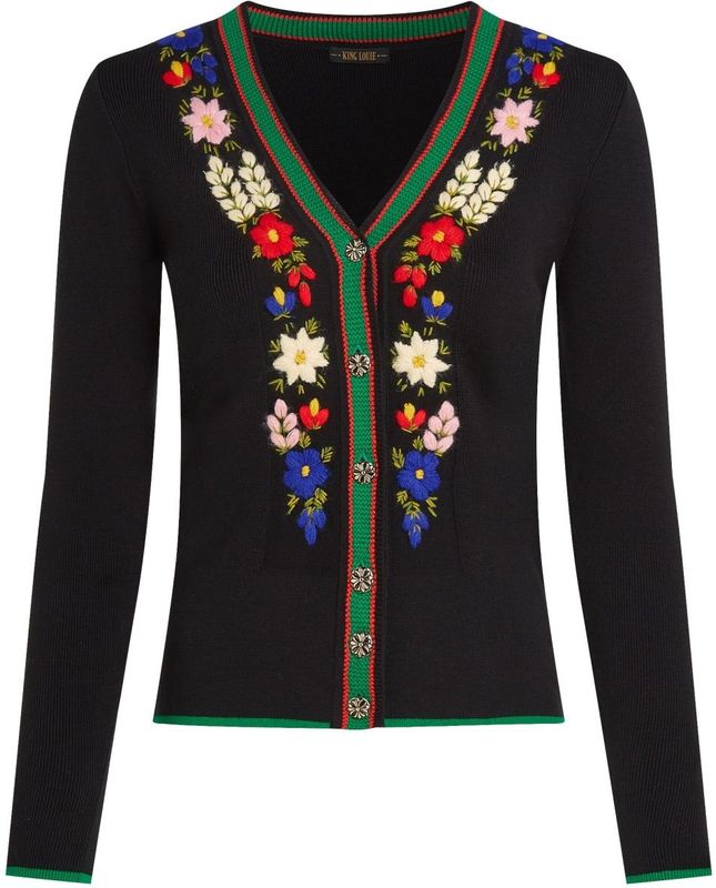 King Louie - V-rib Cardi Perry - Zwart - Gebreid Vest