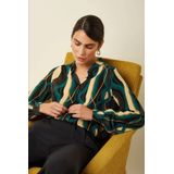 King Louie - Blouse - Zwart/Multicolour - Lange Pofmouwen
