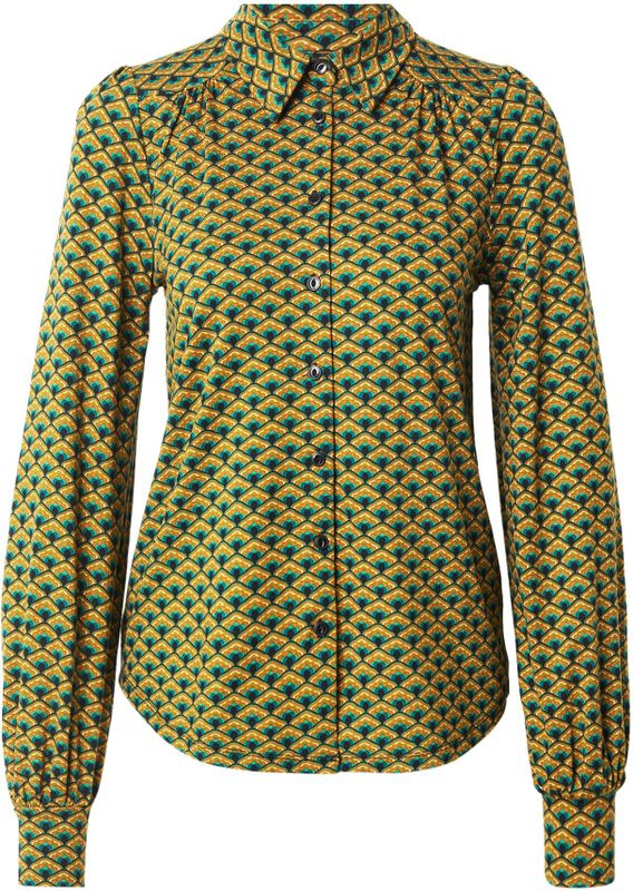 King Louie - Blouse - Groen - Viscose met Elastaan - Lange Mouwen