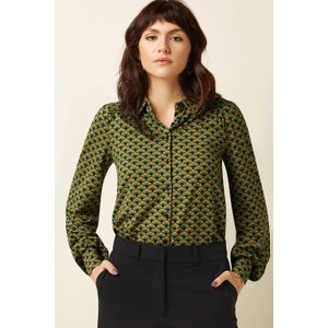 King Louie - Blouse - Groen - Viscose met Elastaan - Lange Mouwen