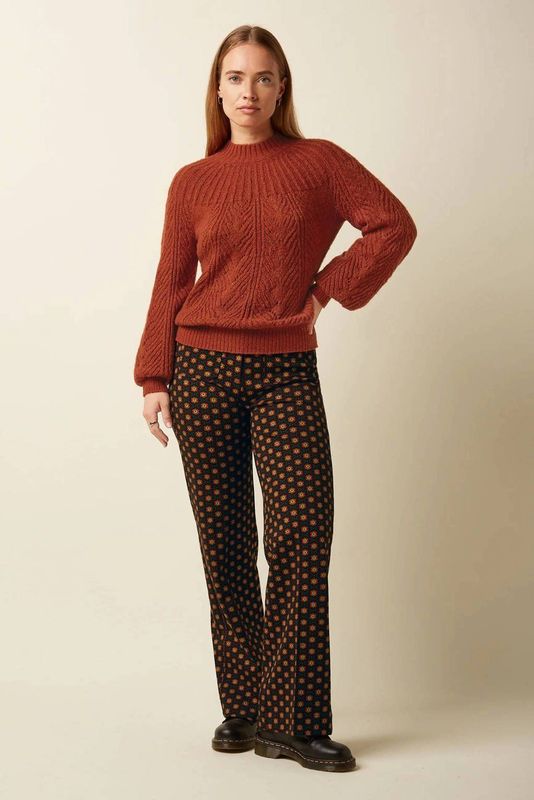 King Louie - Garbo Pocket Pants Duper - Gebloemde Broek - Zwart - Straight Model