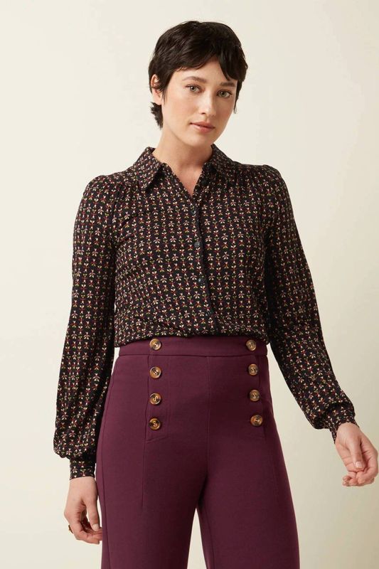 King Louie - Carina Blouse Jangle - Multi - Blouse - Viscose - Knoopsluiting - All Over Print