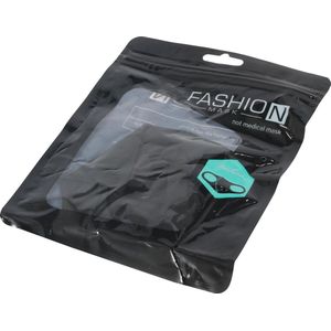 Mondkapje zwart wasbaar elastisch verpakt per set van 5 mondkapjes