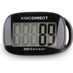 KIMO DIRECT Stappenteller met Clip en Draagkoord - Stappen Tellen - Activity Tracker - 3D Sensor - Groot Scherm - Zwart