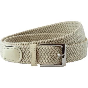 Houtkamp Gevlochten Riem - Elastische Comfort Stretch Belt - Unisex - Beige - Lengte totaal 105 cm / Riemmaat 90