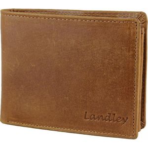 Landley Leren Heren Portemonnee - Vintage Oil Pull-up Leer - Billfold Portefeuille voor Mannen - Anti-skim RFID Bescherming - Bruin