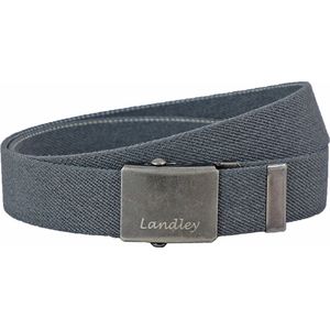 Landley Unisex Canvas Riem met Metalen Schuifgesp - Stretch - Koppelriem - Dames / Heren - Grijs - Lengte totaal 110 cm / Riemmaat 95