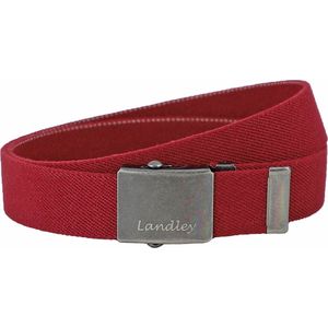 Landley Unisex Canvas Riem met Metalen Schuifgesp - Stretch - Koppelriem - Dames / Heren - Rood - Lengte totaal 110 cm / Riemmaat 95