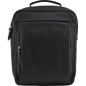 Landley Leren 13 inch Laptop Rugtas - Unisex Rugzak - 13.3"" - Dames en Heren - Leer - Zwart