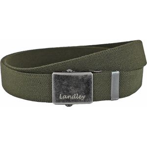 Landley Unisex Canvas Riem met Metalen Schuifgesp - Stretch - Koppelriem - Dames / Heren - Groen - Lengte totaal 130 cm / Riemmaat 115