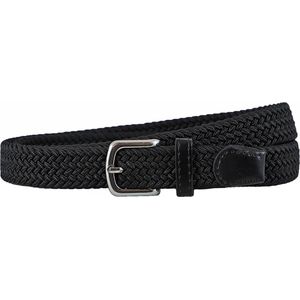 Houtkamp Smalle Elastische Dames Riem - Gevlochten Comfort Stretch Belt - 25 mm breed - Vrouwen Ceintuur - Zwart - Lengte totaal 105 cm / Riemmaat 90