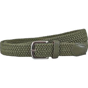 Houtkamp Smalle Elastische Dames Riem - Gevlochten Comfort Stretch Belt - 25 mm breed - Vrouwen Ceintuur - Groen - Lengte totaal 110 cm / Riemmaat 95