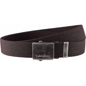 Landley Unisex Canvas Riem met Metalen Schuifgesp - Stretch - Koppelriem - Dames / Heren - Bruin - Lengte totaal 110 cm / Riemmaat 95