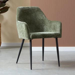 Eetkamerstoel - Olijfgroen - Met Armleuningen - Modern