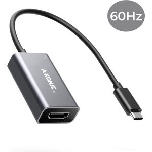 A-KONIC USB-C naar HDMI Adapter 4K 60Hz - Geschikt voor Windows, Apple Macbook, Dell, HP, Lenovo en meer - Spacegrey