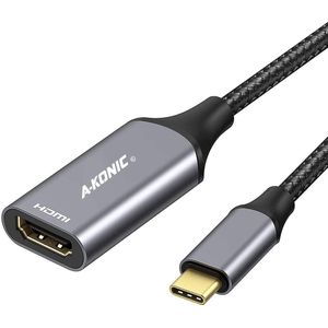 A-KONIC USB-C naar HDMI Adapter 4K - Type-c to HDMI - Nylon Gevlochten - Thunderbolt 3 - Spacegrey