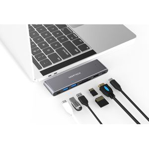 Greytech USB-C Laptop Docking Station 7 in 2 - Macbook Pro / Air - Thunderbolt 3 & hdmi Dual Screen - Spacegrijs