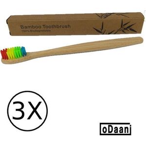 Bamboe Tandenborstel - Regenboog - Milieuvriendelijk - Recyclebaar - 3 Stuks – oDaani
