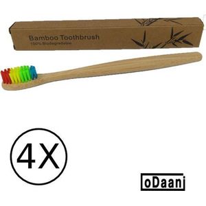 Bamboe Tandenborstel - Regenboog - Milieuvriendelijk - Recyclebaar - 4 Stuks - oDaani