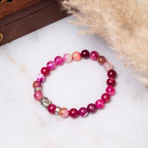 Zentana Boeddha Armband - Rose Red Agaat - Stabiliteit - Armbandjes voor Dames
