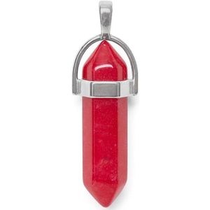 Zentana - Dubbelpunt Hanger - Rode Agaat - Hexagonaal Geslepen