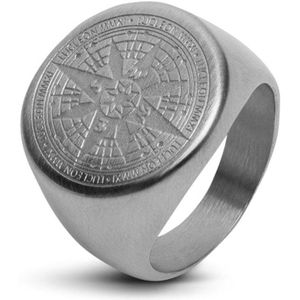 Zentana Windroos Zegelring - RVS - Kompas - Zilver - 14