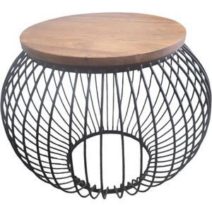 Mangohout - Ronde Salontafel - Industrieel Design - 70 cm