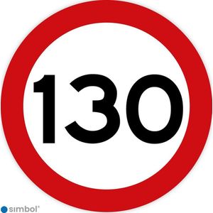 Simbol - Stickers 130 km - Maximaal 130 km/u - Duurzame Kwaliteit - Formaat ø 10 cm.