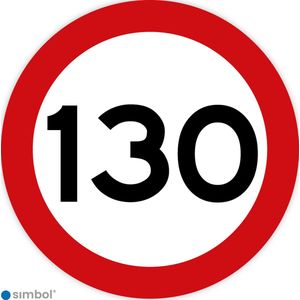 Simbol - Stickers 130 km - Maximaal 130 km/u - Duurzame Kwaliteit - Formaat ø 20 cm.