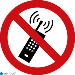 Simbol - Stickers Mobiele Telefoon Verboden - Geen Telefoon Gebruiken (P013) - Duurzame Kwaliteit - Formaat ø 15 cm.