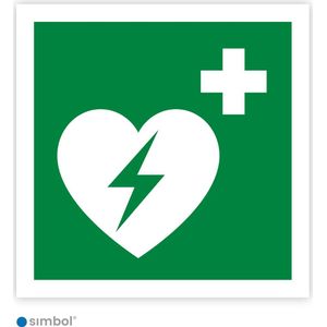 Simbol® - Stickers Automatische Externe Defibrilator - AED (E010) - Formaat 5 x 5 cm.