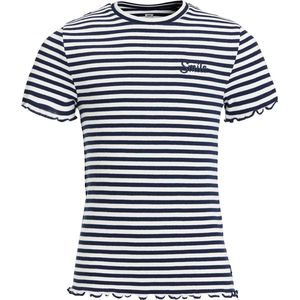 WE Fashion Meisjes T-shirt met streepdessin en ribstructuur