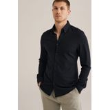 Fundamentals - Slim Fit Overhemd - Zwart - Piquéjersey - Katoen