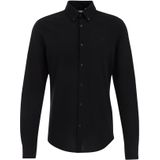 Fundamentals - Slim Fit Overhemd - Zwart - Piquéjersey - Katoen