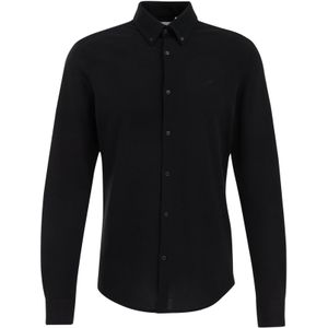 Fundamentals - Slim Fit Overhemd - Zwart - Piquéjersey - Katoen