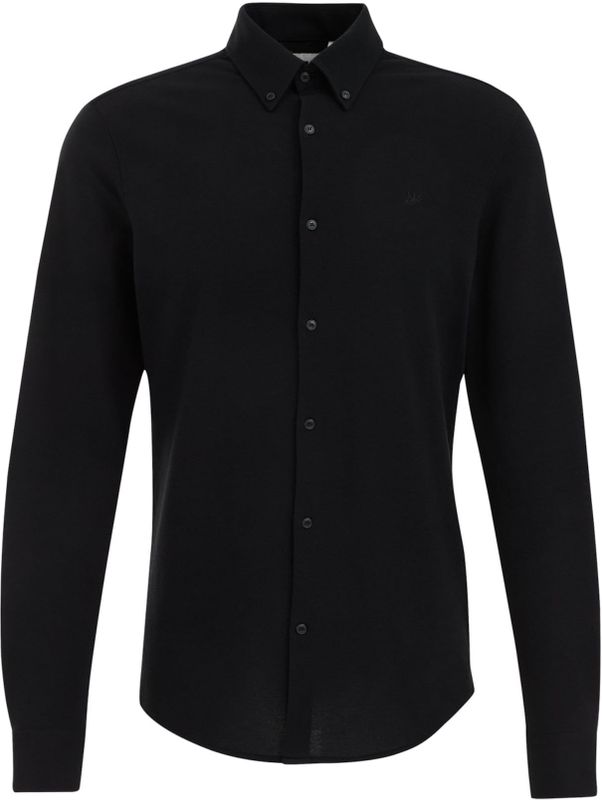 Fundamentals - Slim Fit Overhemd - Zwart - Piquéjersey - Katoen