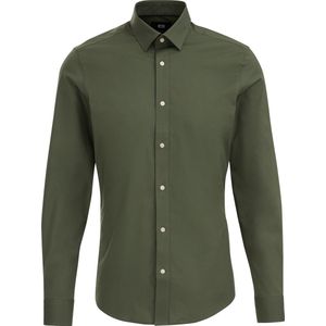 WE Fashion Slim Fit Overhemd Donkergroen