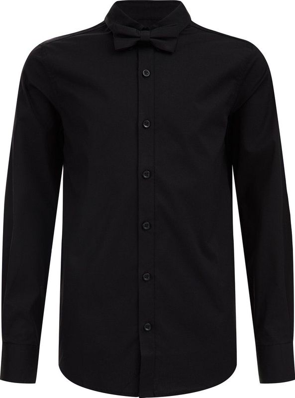 WE Fashion - Overhemd - Katoen - Blauw - Met Vlinderstrikje