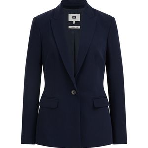 WE Fashion - Dames Getailleerde Blazer - Slim Fit - Marineblauw - Fijn Geweven Kwaliteit