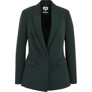 WE Fashion Aansluitende Geweven Blazer Donkergroen