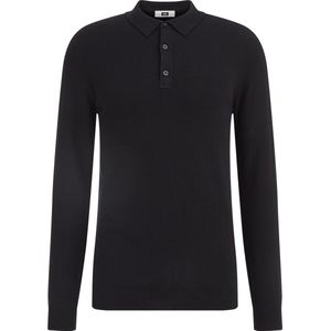 Fundamentals - Heren Regular Fit Fijngebreide Polo - Zwart - Katoen